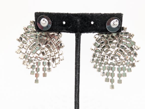 Silver Plated Rhinestone Dangle Waterfall Prom / … - image 6