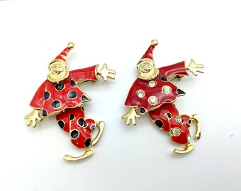 Old Stock Articulated Enameled Clown Brooch/Pendant  - Choice of Colors