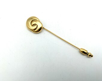 Signed Trifari gold Tone Swirl  Stick Pin / Lapel Pin
