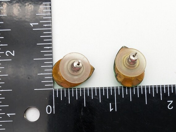 Green Pear Cut Rhinestone Stud Statement Earrings… - image 8