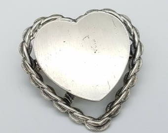 Engravable Vintage Beau Sterling Silver Heart Brooch