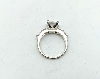 Vintage Princess Cut CZ Sterling Silver Solitaire Engagement