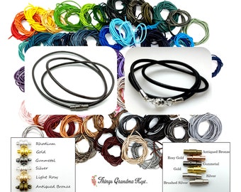 Thin Leather Cord Necklace or Wrap Bracelet With Magnetic Clasp