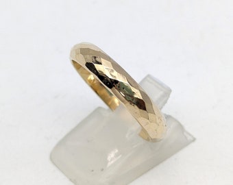 Vintage 14k Gold Vermeil Over Sterling Silver Diamond Faceted Band - Size 10