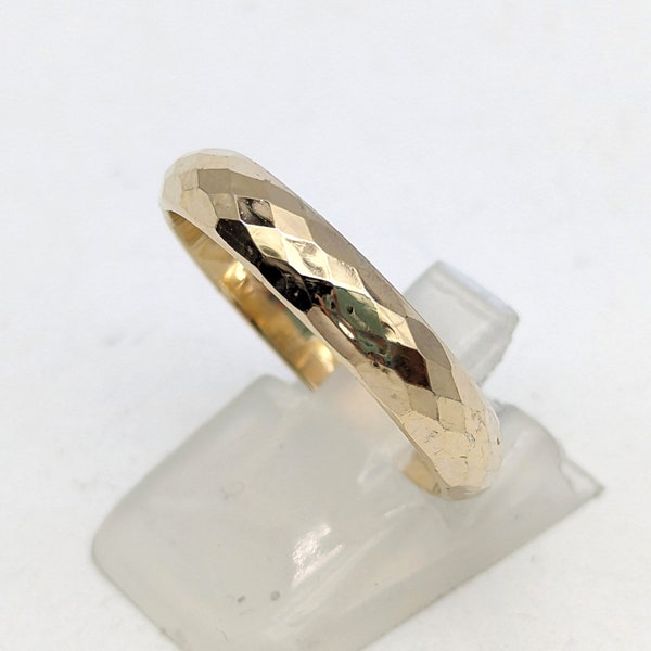 Vintage 14k Gold Vermeil Over Sterling Silver Diamond Faceted Band - Size 10