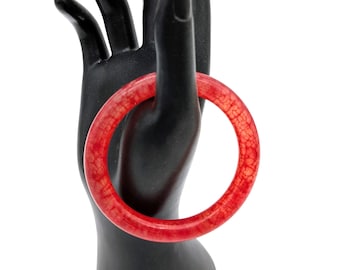 Vintage Red Blood Stone Jade Bangle Bracelet - 7"