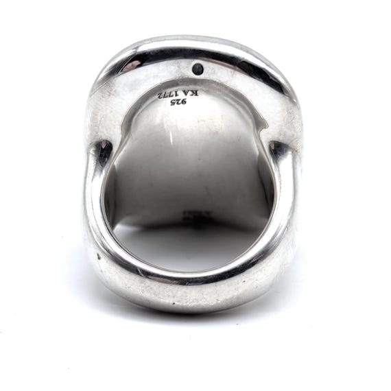 Sterling Silver Concave Statement Ring, Faceted D… - image 5