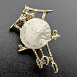1960s Mother of Pearl Cuckoo Clock Brooch