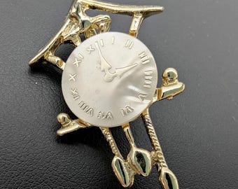 1960s Mother of Pearl Cuckoo Clock Brooch