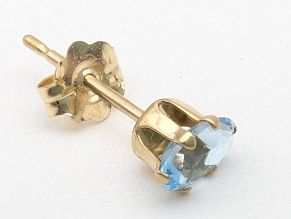 Single Diamond, Ruby, Topaz Stud Earrings in 14K … - image 4