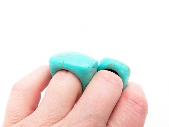 Choice of Carved Turquoise Blue Howlite Chunky St… - image 7