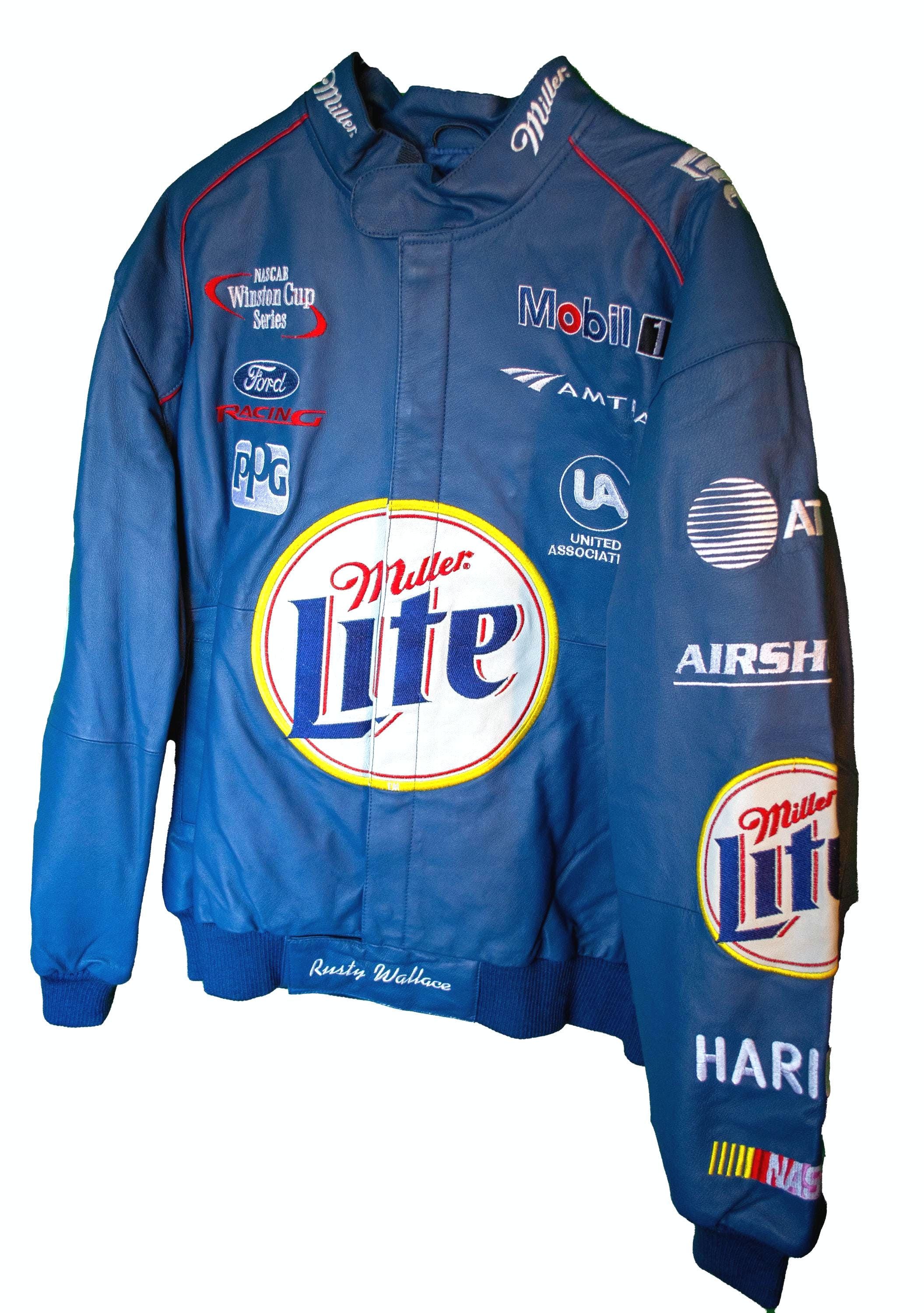 1990s Rusty Wallace Miller Lite Leather NASCAR Jacket - Jeff