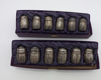 Antique Hammered Sterling Silver Salt & Pepper Shaker Sets Signed S.C.S. Co