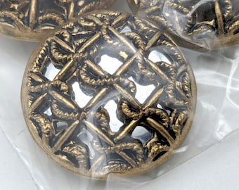 Lot of 3 Mirrored Metal Buttons,  22 mm / 7/8"