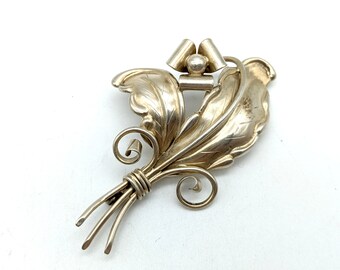 Antique 830 Silver Floral Brooch