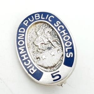 Sterling & Enamel Richmond Public Schools 5 Year Service Pin Signed L.G. Balfour
