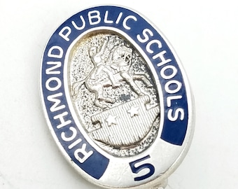 Sterling & Enamel Richmond Public Schools 5 Year Service Pin Signed L.G. Balfour