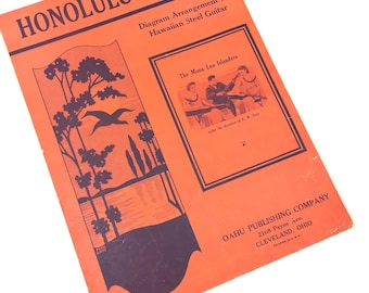 1931 Honolulu March Diagram Arrangement Steel Guitar Sheet Music, Key of D