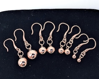 18K Rose Gold Vermeil Sterling Silver Ball Charm Dangle Earrings - 4-10mm