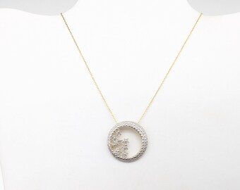 14k Gold Vermeil Sterling Silver & Diamond Moon and Stars Pendant Necklace - 18"