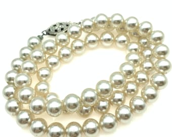 Sterling Silver & Faux Pearl Necklace, 6mm - 16"