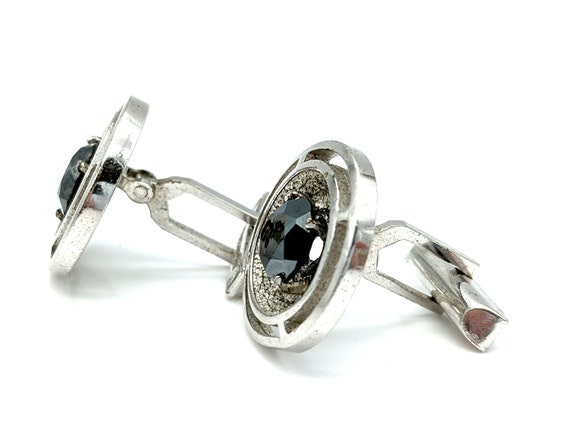 Vintage Sterling Silver & Hematite Cufflinks - 21… - image 6