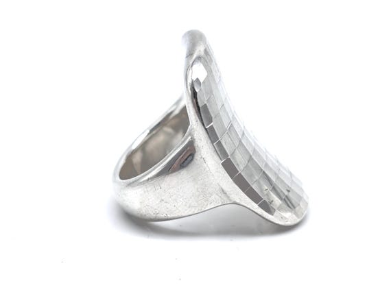 Sterling Silver Concave Statement Ring, Faceted D… - image 6