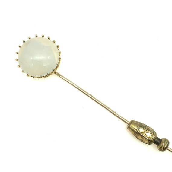 Antique 14K Gold & Moonstone Stick Pin - image 1
