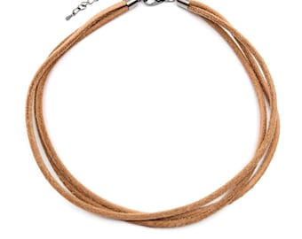 Lederband mit drei Strängen Lederband - Sonderanfertigung, Sterling Silber, 35 Farben, 3 mm Durchmesser