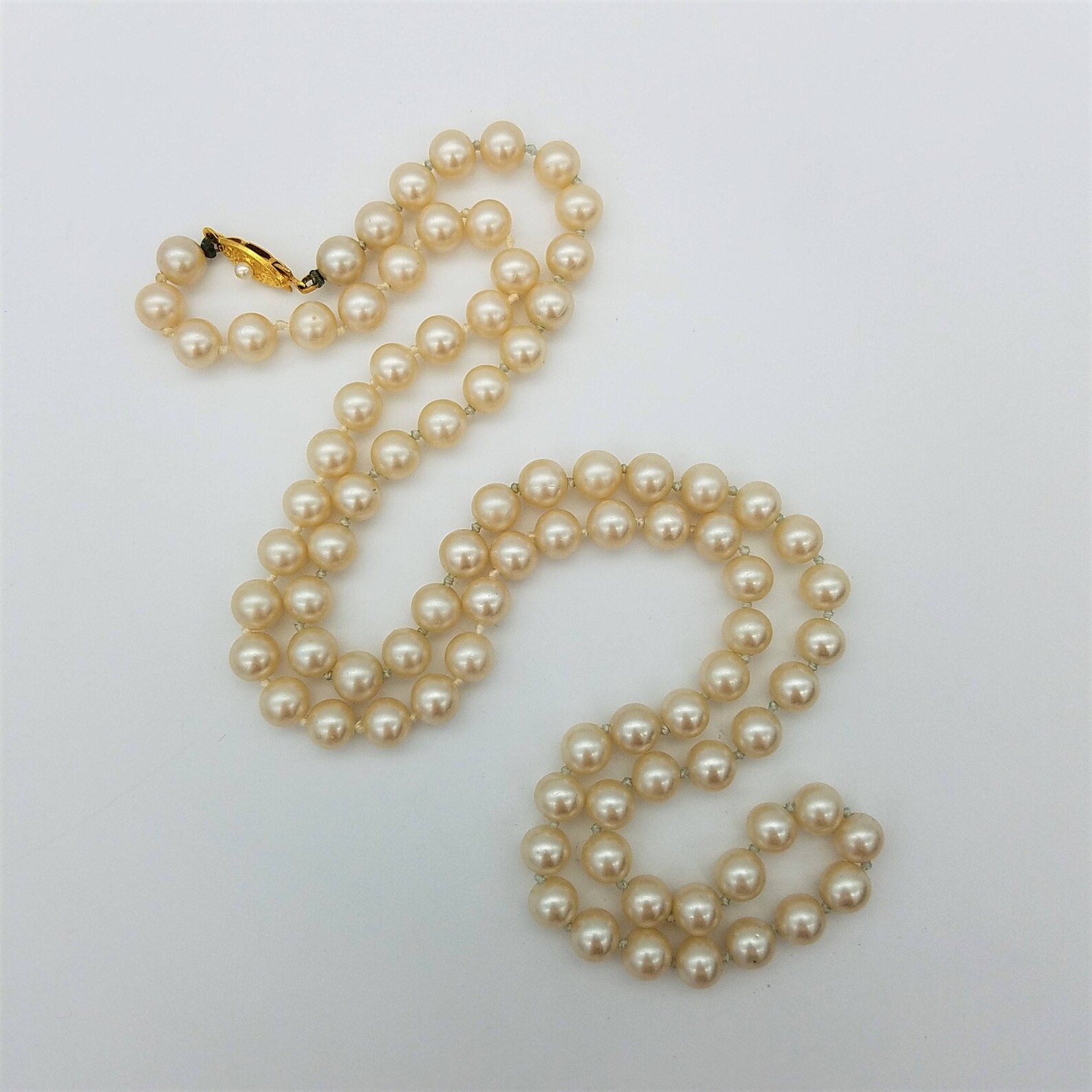 Vintage Faux Pearl Necklace with Gold Tone Clasp Marked Japan Etsy