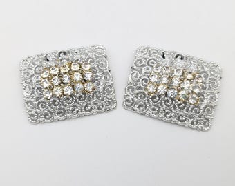 1950's Tip Toe Rhinestone Shoe Clips or Dress Accents