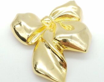 Old Stock Danecraft Gold-Tone Bow Brooch - 2"