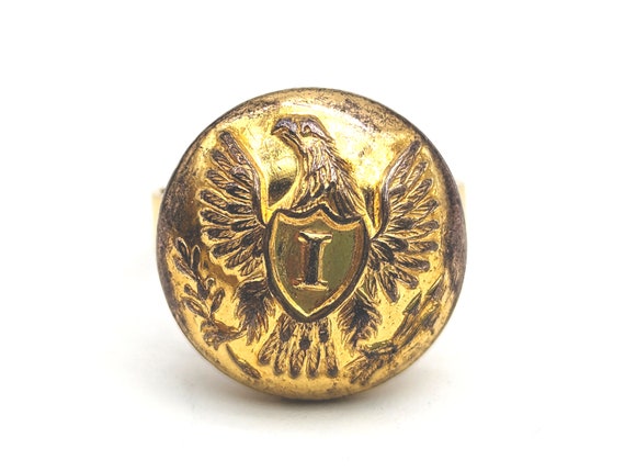 Antique Civil War Infantry Button 14K Gold Ring - Siz… - Gem