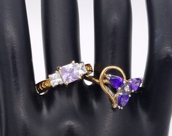 New Old Stock 14K Gold Plated & CZ Ring - Size 9