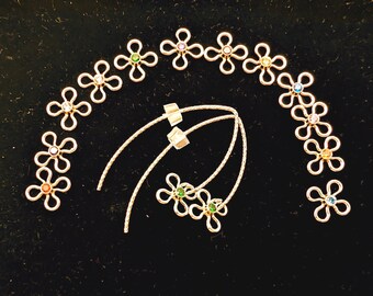 14k Gold Filled CZ Birthstone Flower Charm Dangle Earrings