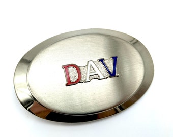 Vintage Silver Tone & Enamel DAV Initials Belt Buckle