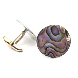 Vintage Taxco Sterling Silber & Abalone Manschettenknöpfe - 2,5 cm Durchmesser