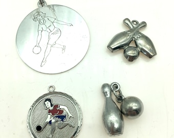 Vintage Sterling Silver Bowling Charms or Pendants