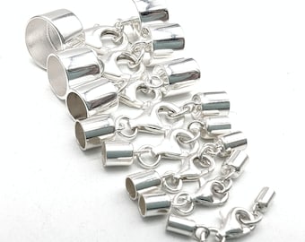 Solid Sterling Silver Cord End Cap Sets: 2mm, 2.5mm, 3mm, 3.5mm 4mm, 4.5mm, 5mm, 6mm 8mm, 10mm Internal Diameter For Leather & Other Cords