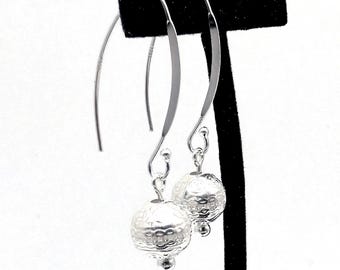 Sterling Chinese Fortune Coin Bead Dangle Earrings: Chinese Coin Earrings, Good Fortune Earrings
