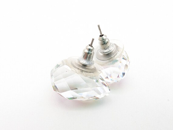 Vintage Rainbow Crystal Teardrop Prism Stud Earri… - image 8