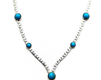 Silver Tone & Faux Turquoise, "Summer Skies" Necklace, 1976 Signed Sarah Coventry 8055