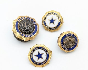 Vintage Brass American Legion & Auxillary Enameled Pins