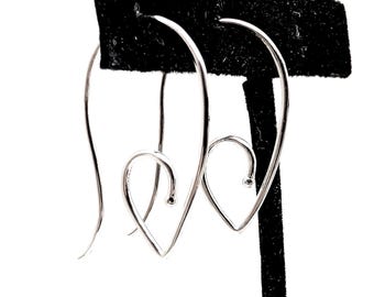 Sterling Silver Spiral Wire Heart Hoop Earrings