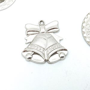 Vintage Sterling Silver Christmas Bells Holiday Charm or Pendant