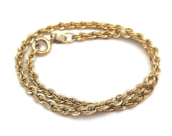 Diamond Cut 14k Gold Over Sterling Rope Chain Vintage Bracelet Signed Danecraft - 8"