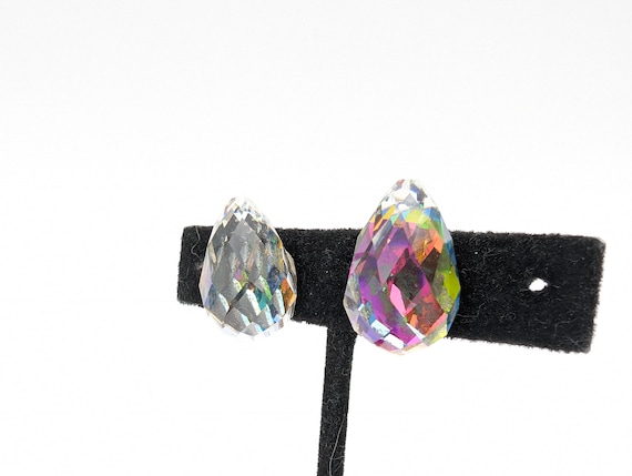 Vintage Rainbow Crystal Teardrop Prism Stud Earri… - image 6