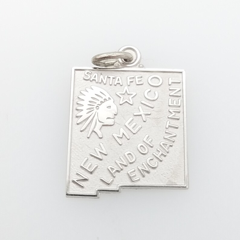 Like New Vintage Sterling Silver Map of New Mexico Land of Enchantment Souvenir Charm