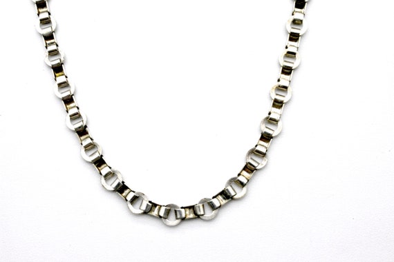 Antique Heavy Circle Link Chain Necklace - 900 Si… - image 4