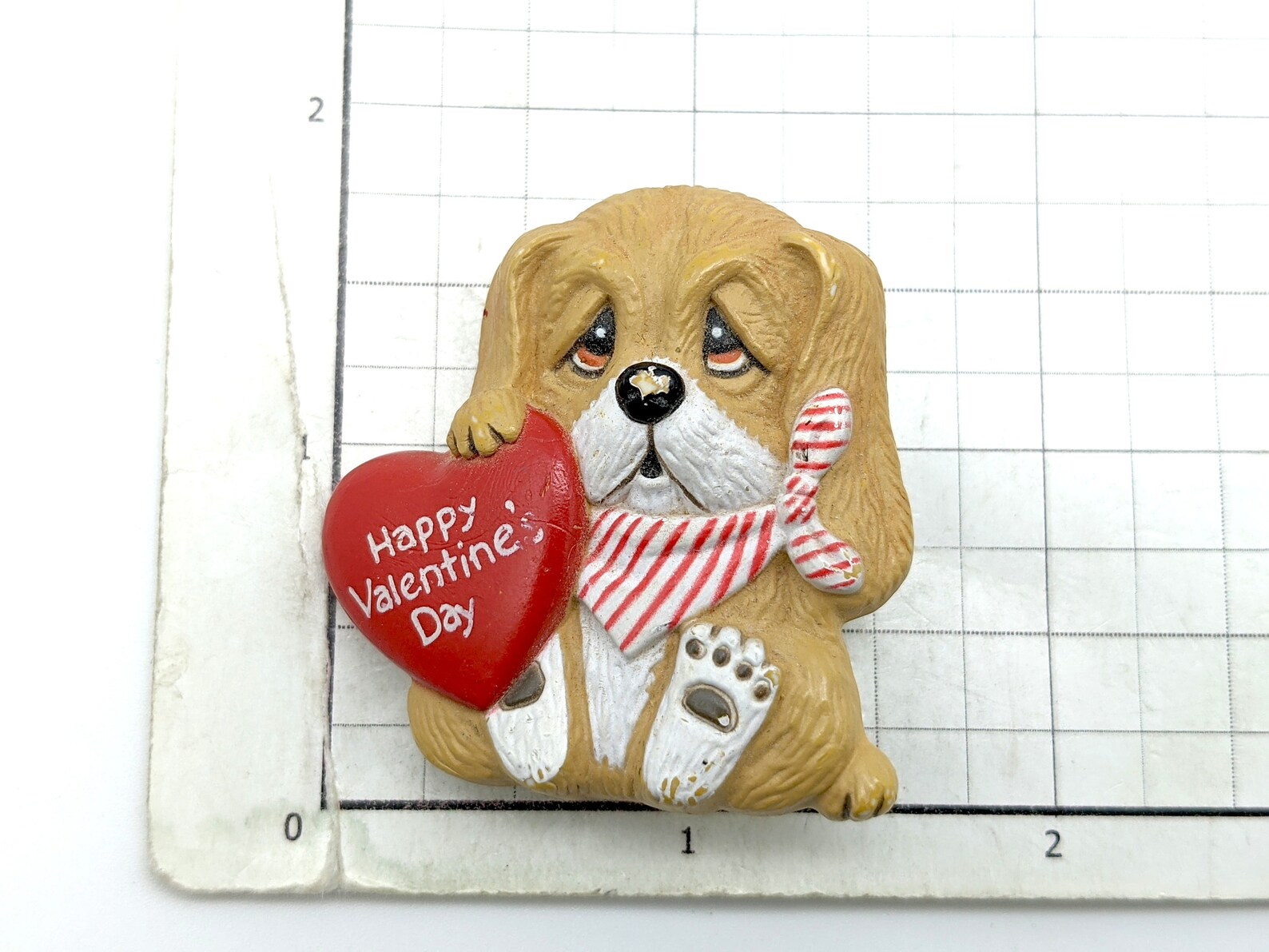 Vintage Resin Puppy Dog Happy Valentine's Day Heart Brooch | Etsy